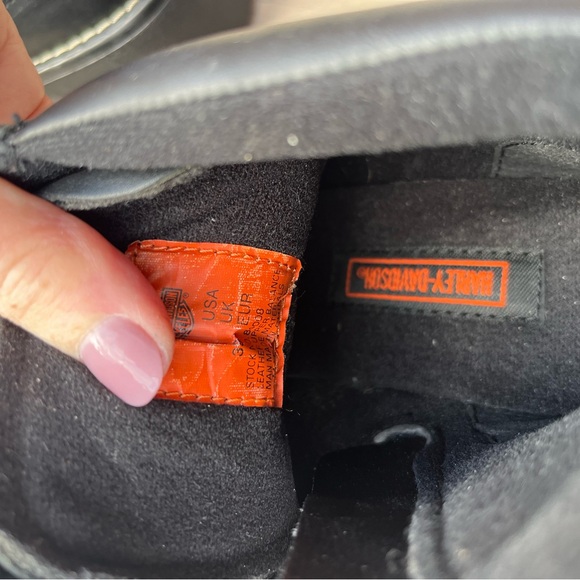 Women’s Harley Davidson Black Leather Riding Boots Sz 7 1/2 SIDE ZIP - Picture 9 of 11